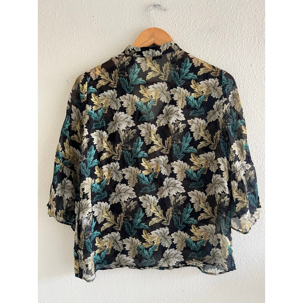1.2.3 Paris Sheer Leaf Print Top Size 8 Casual Boho Feminine Office